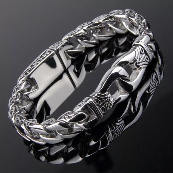 New Men’s Silver Bracelet Heavy Cuban Curb Link